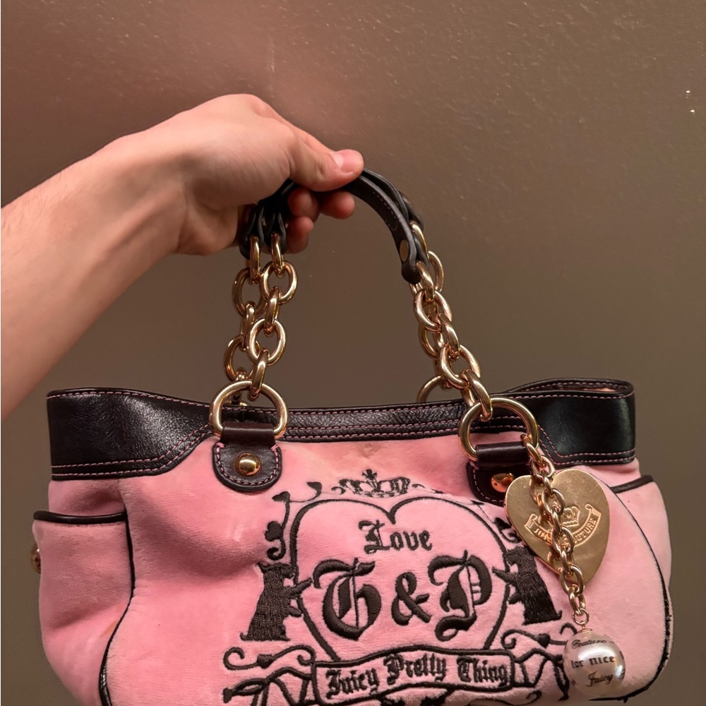 Juicy Couture Pink Shoulder Bag with Gold Chain